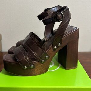 Brown Platform Ankle Strap Sandals Size 6 1/2 Sam Edelman NEW